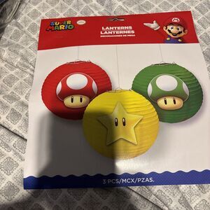 Super Mario Brothers Paper Lanterns Set Of 3 Birthday Party Decoration 9.5”